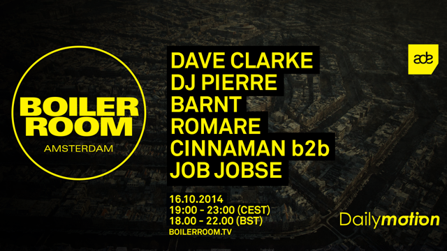 ADE: Dave Clarke, DJ Pierre, Barnt, Romare & Cinnaman b2b Job Jobse flyer