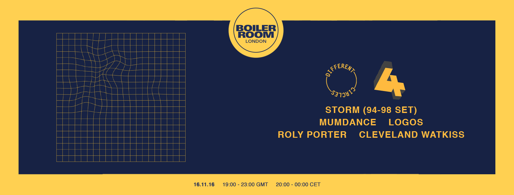 Different Circles: Storm, Mumdance, Logos, Roly Porter flyer
