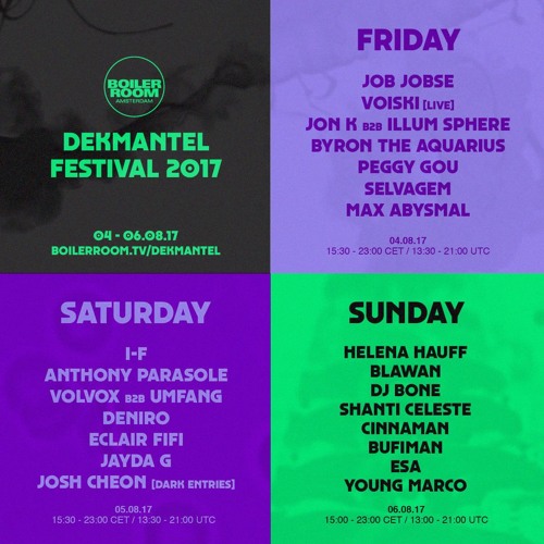 Dekmantel Festival 2017: Saturday flyer