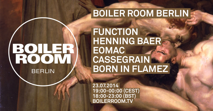 Flyer for event Berlin: Function, Henning Baer, Eomac, Cassegrain, Born in Flamez .