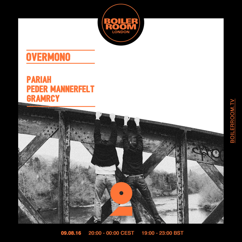 Flyer for event London: Overmono, Pariah, Peder Mannerfelt, Gramrcy.