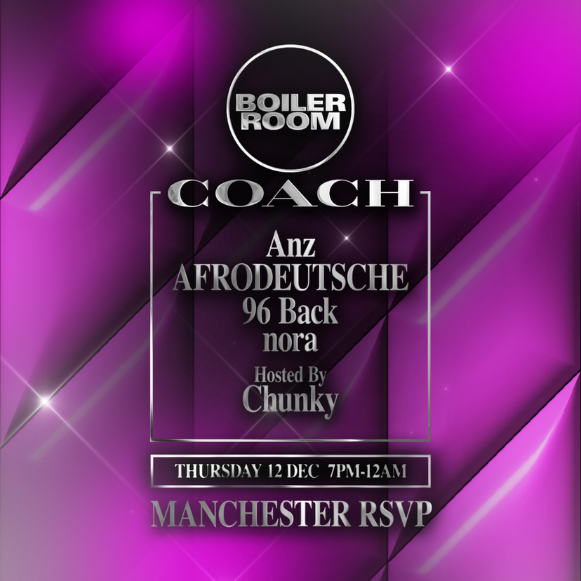 Flyer for event Boiler Room x Coach: Manchester.