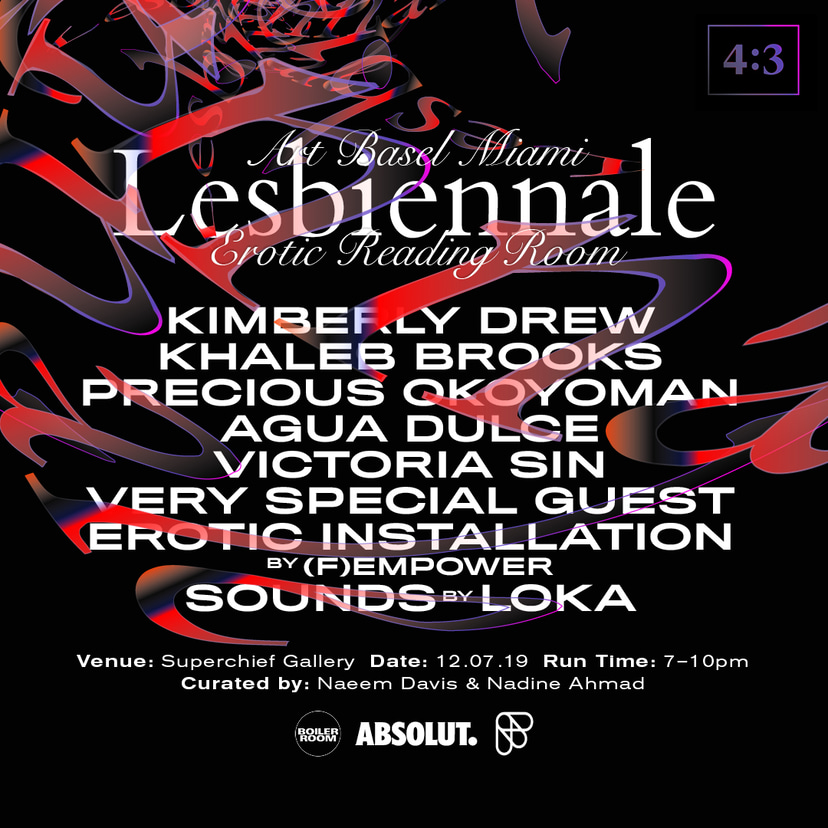 Flyer for event LESBIENNALE Art Basel Miami: Erotic Reading Room.