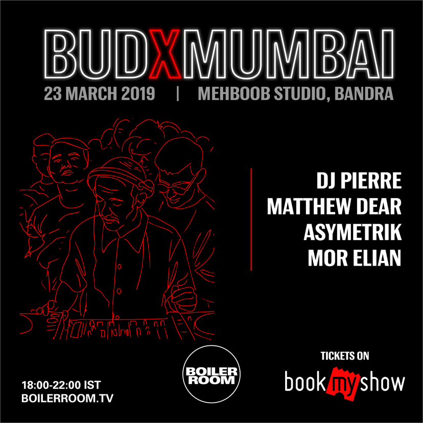 Flyer for event Boiler Room at Bud X Mumbai 2019.
